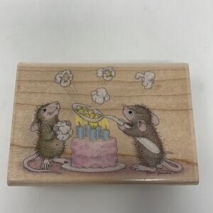 New! Retired House-Mouse  Poppin Good Birthday 2003 rubber stamp- never used